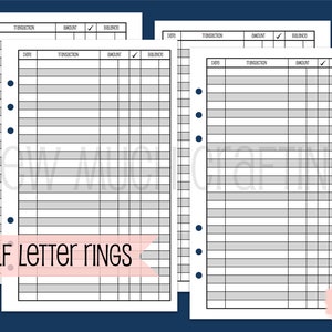 Printed Half Letter Size Checkbook Register Style Inserts