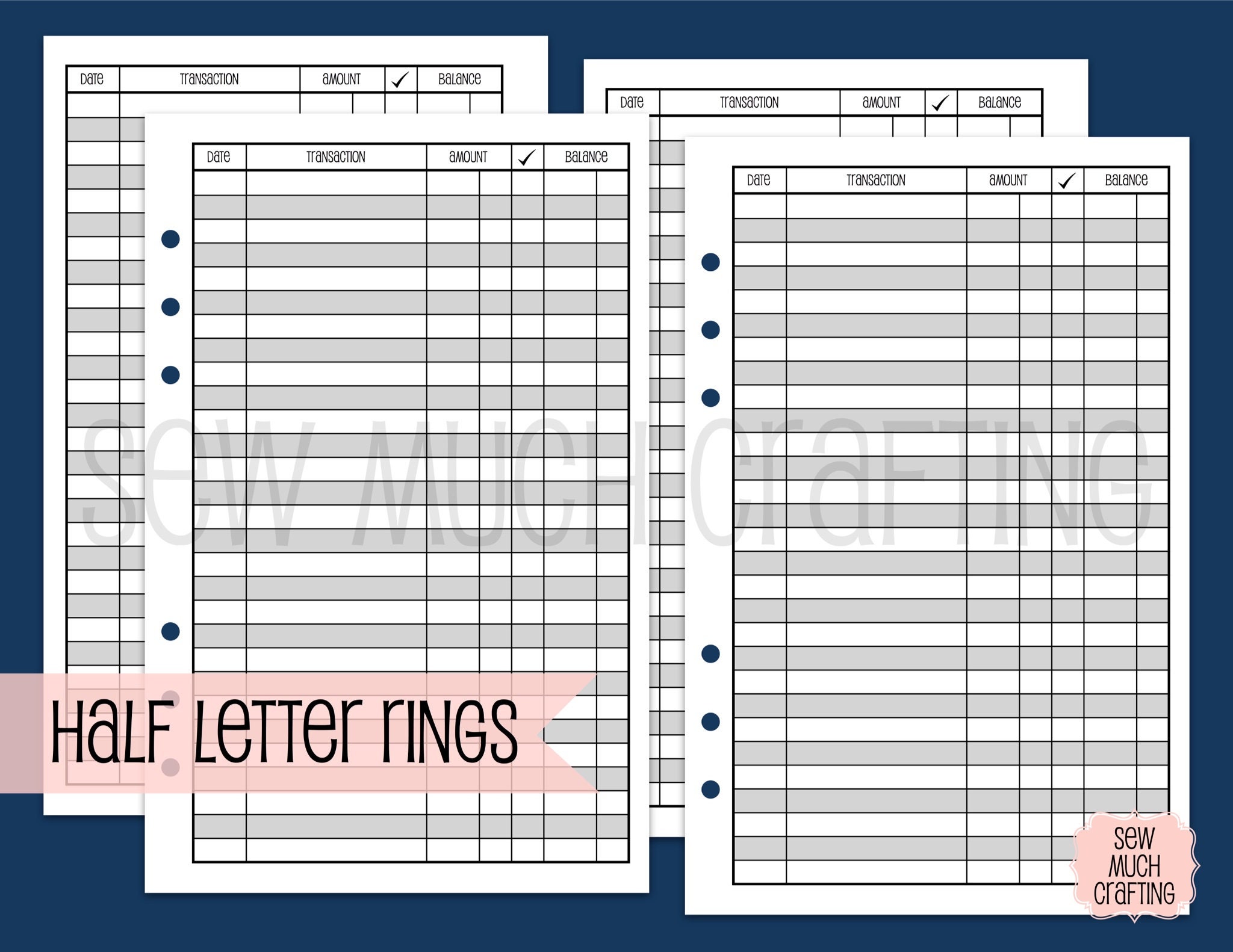 Printed Half Letter Size Checkbook Register Style Inserts Etsy