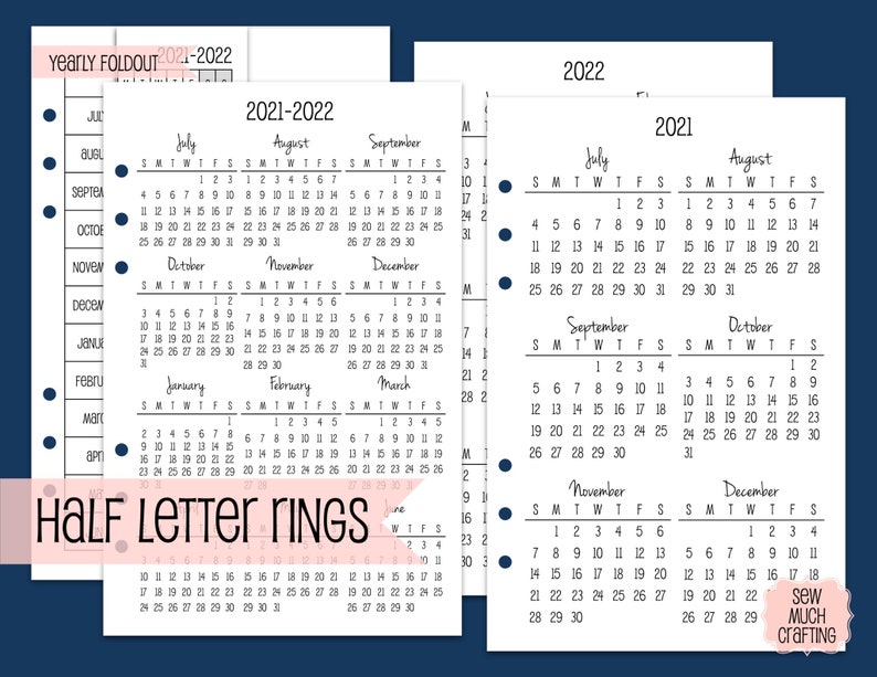 Printed Half Letter Size Yearly Calendars | Etsy
