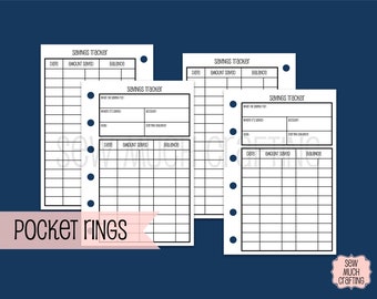 Printed Pocket Size Savings Trackers