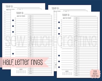 Printed Half Letter Size Day on One Page Planner Inserts (30 DAYS)