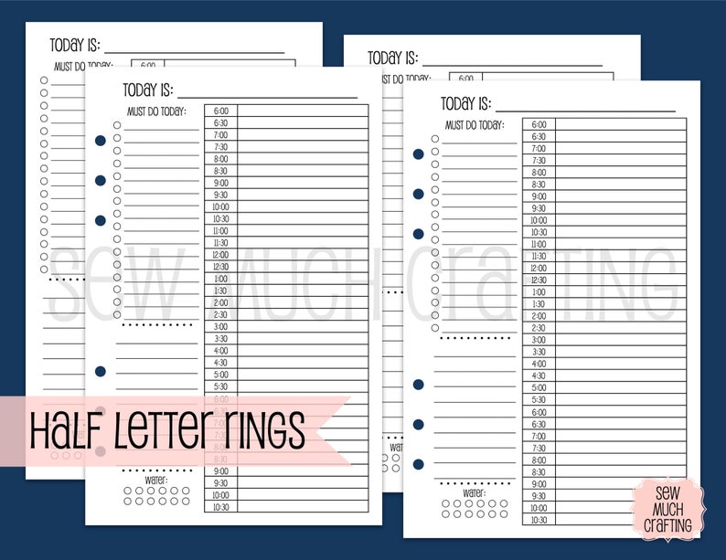 Printed Half Letter Size Day on One Page Planner Inserts 30 DAYS image 1
