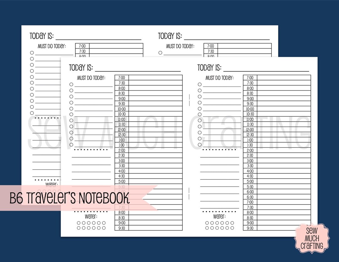 Traveler's Notebook B6 Size Day on One Page Planner Inserts (30 DAYS ...