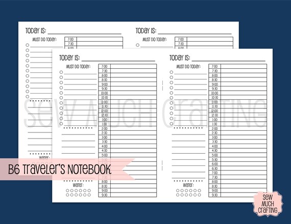 Traveler's Notebook B6 Size Day on One Page Planner | Etsy