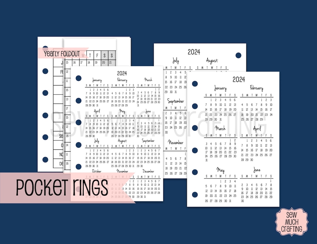 Printed Pocket Size Yearly Calendars - Etsy