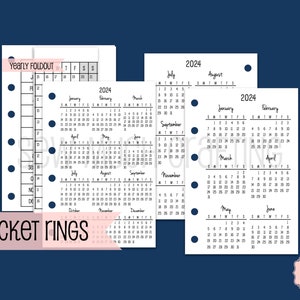 Printed Pocket Size Yearly Calendars