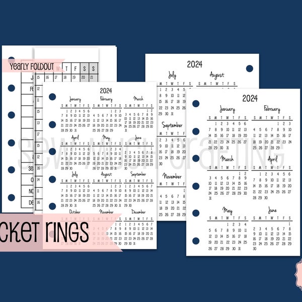 Printed Pocket Size Yearly Calendars