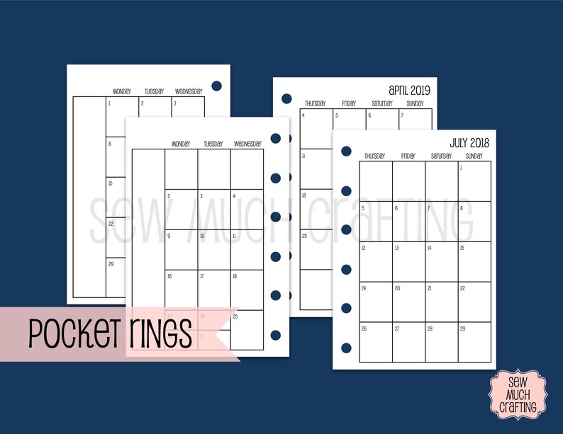 Printed Pocket Size Month on Two Pages MONDAY-SUNDAY image 1