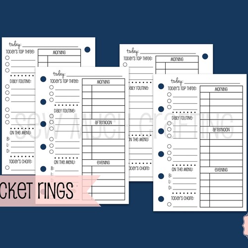 Printed Pocket Size Day on One Page Planner Inserts 30 Etsy