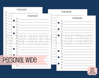 Printed Personal WIDE It's on the List! Inserts