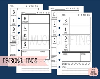 Printed Personal Size Food Journal Planner Inserts (30 DAYS)