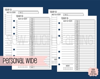 Printed Personal WIDE Day on One Page Planner Inserts (30 DAYS)