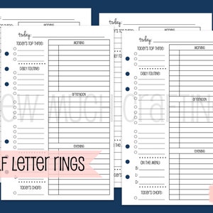 Printed Half Letter Size Day on One Page with Routine Planner Inserts (30 DAYS)