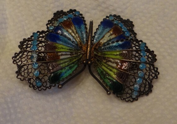 Vintage Art Deco Chinese Sterling Silver Butterfl… - image 3