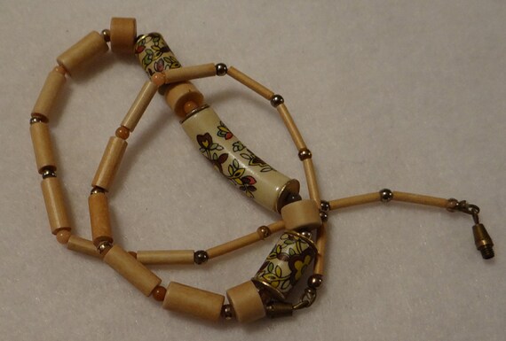 Hand Crafted Painted Wood Necklace - image 3