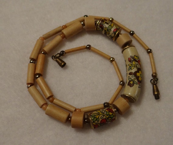 Hand Crafted Painted Wood Necklace - image 2