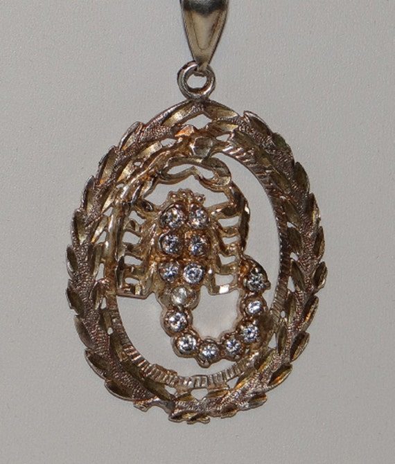 Necklace Scorpion Sterling Silver w Rhinestones or