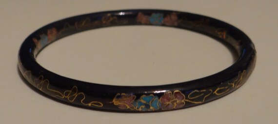 Vintage Cloisonne Bracelet Blue Hand Painted - image 2