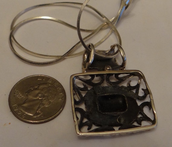 Vintage Necklace 925 Made in Mexico Pendant Black… - image 4