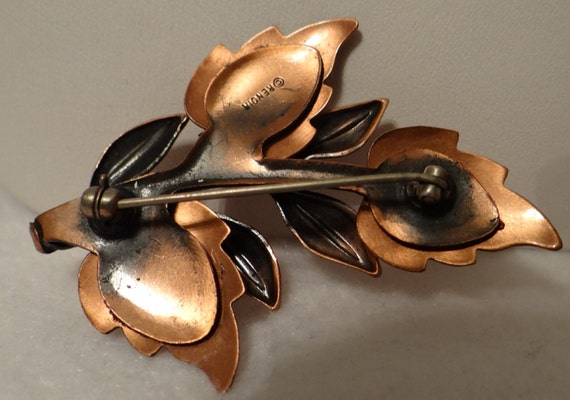 Renoir Copper Laurel Leaf Brooch - Gloss and Matte - image 2