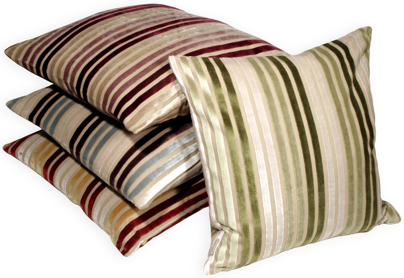 Velvet Multi Stripes 20x20 Throw Pillow insert Included Etsy
