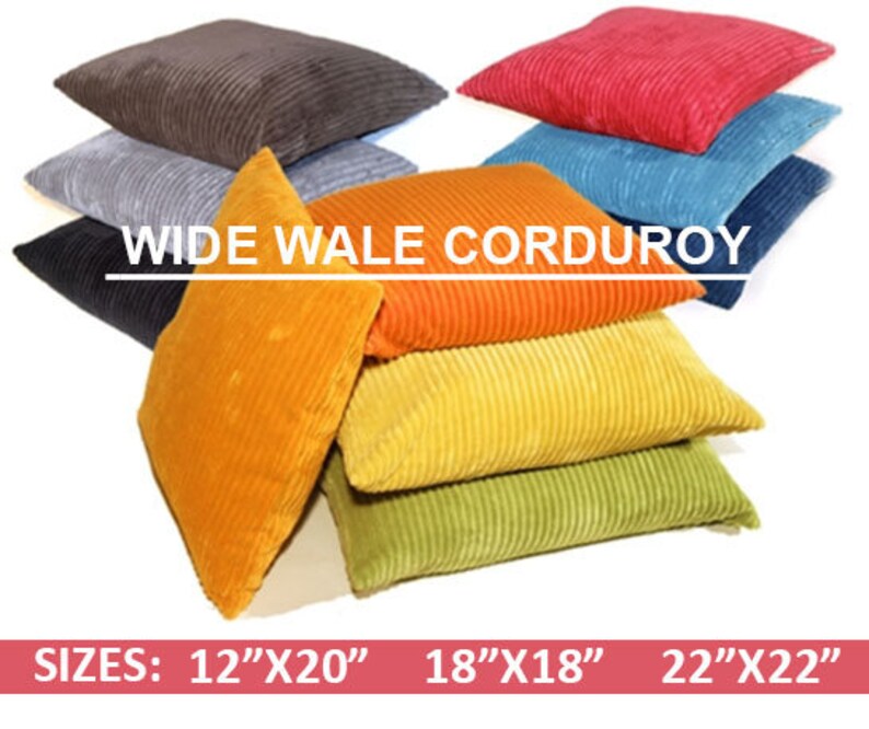 Pillow Decor Wide Wale Corduroy 18x18 Green Throw Pillow Etsy