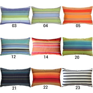 Sunbrella Striped Outdoor Pillows 12x19 (Choose your insert)