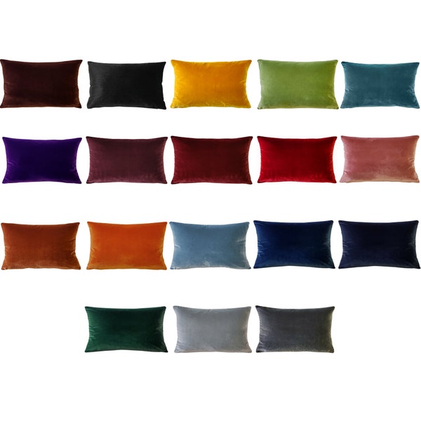 Castello Velvet 12x20 Inch Rectangular Pillows in 18 Colors  (Choose your insert)