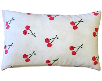 Cherry Rain Cotton Print 12x20 Throw Pillow (Insert Included)