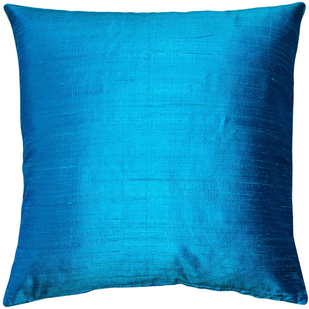 Sankara Peacock Blue Silk 16x16 Throw Pillow choose Your Etsy