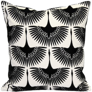 Winter Flock Black and White Throw Pillow (Insert Included)