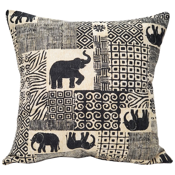 Zakouma Elephant Throw Pillow 20x20 (Insert Included)