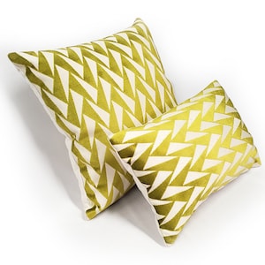 Nouveau Chartreuse Velvet Throw Pillow (Choose your Insert)