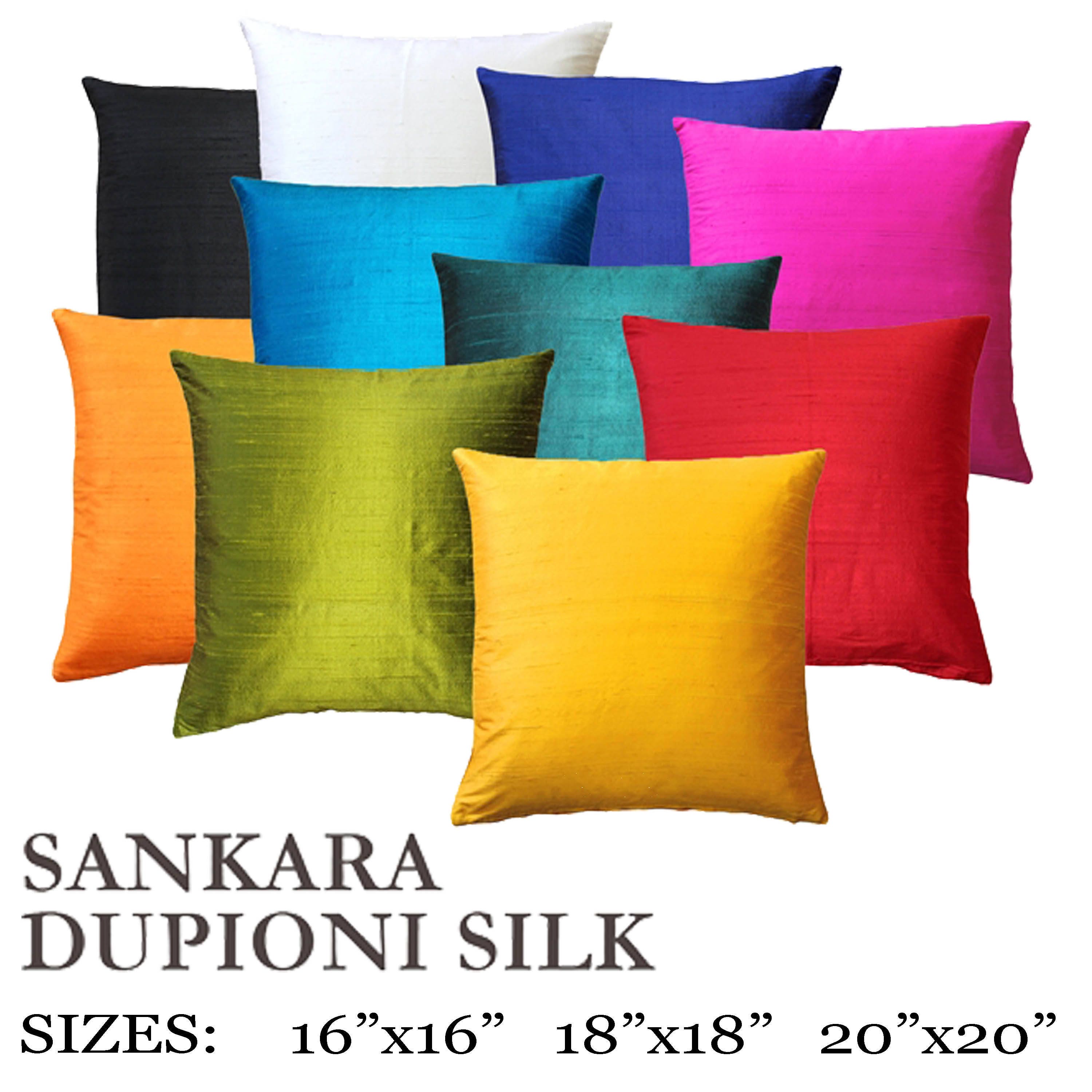 Pillow Decor - Sankara Peacock Blue Silk Throw Pillow 18x18