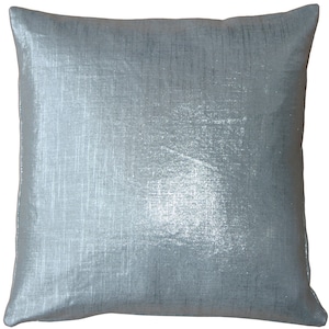 May include: A silver throw pillow with a subtle shimmer and a textured fabric.