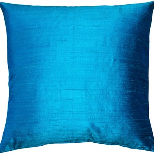 Sankara Silk 16x16 Throw Pillow Choose your Insert 06 Peacock Blue