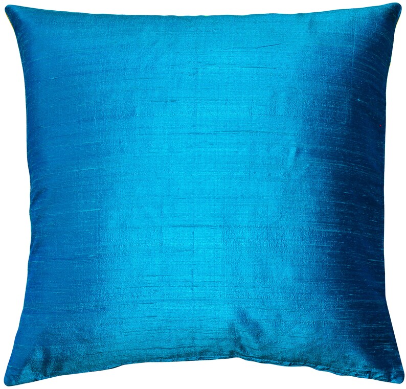 Sankara Silk 16x16 Throw Pillow Choose your Insert 06 Peacock Blue