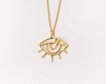 Eye Necklace, Evil Eye Necklace, Israeli Jewelry, Spiritual Jewelry, Protection Necklace, Minimalist Jewelry, Jewish Gift, Eye Pendant