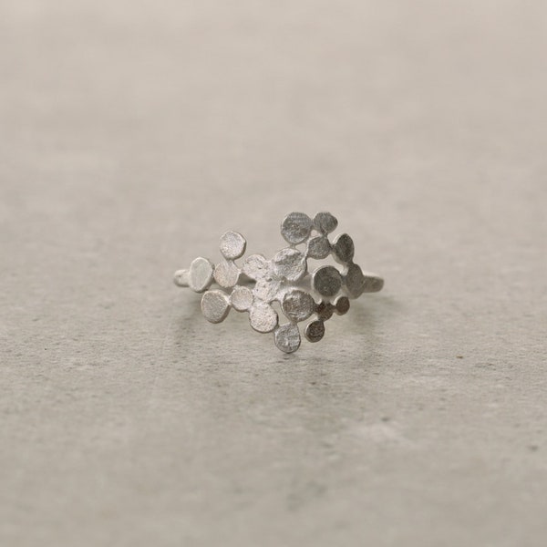 Cluster Ring, Gold Ring for Women, Dots Ring, Minimalist Silver Ring, Minimalist Jewelry, Dainty Ring,Unique White Gold Ring,Asymmetric Ring