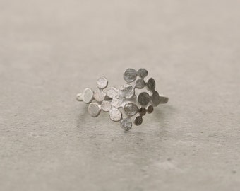 Cluster Ring, Gold Ring for Women, Dots Ring, Minimalist Silver Ring, Minimalist Jewelry, Dainty Ring,Unique White Gold Ring,Asymmetric Ring