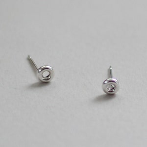 Circle Stud Earrings, Tiny Stud Earrings, Dainty Silver Stud Earrings, Unique Silver Jewelry, Minimalist Silver Stud Earrings, Doughnut image 2
