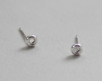 Small Stud Earrings, Unique Silver Stud Earrings, Minimalist Silver Jewelry, Tiny Studs, Doughnut Earrings, Circle Stud Earrings Silver