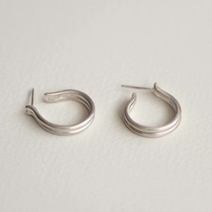 Silver Hoop Earrings, Unique Hoops, Small Silver Hoops, Unique Silver Jewelry, Silver Huggie Earrings, Modern Earrings, Everyday Silver Hoop