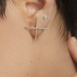 X Stud Earrings, Unique Silver Stud Earrings, Unique Silver Jewelry, Modern Studs, Geometric Stud Earrings, Dainty Stud Earrings, Minimalist