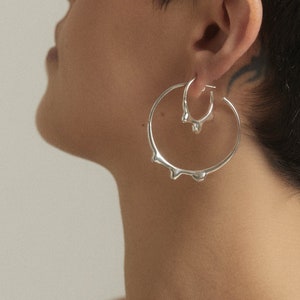 Large Hoop Earrings, Silver Hoop Earrings, Hoop Earrings for Women, Hand Made Jewelry, Minimalist Hoop Earrings, Unique Hoop Earrings