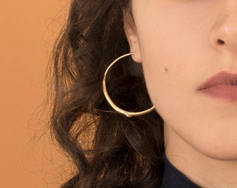 Solid Gold Hoop Earrings, Unique 9k 14k or 18k Gold Hoop Earrings, Hand Made Jewelry, Dainty Hoop Earrings, Gold drops Minimalist Gold Hoops