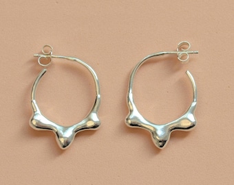 Unique Hoop Earrings, Silver Hoop Earrings, Asymmetric Earrings, Small Hoops, Minimalist Jewelry, Minimalist Hoop Earrings, Abstract Hoops