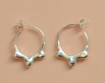 Unique Hoop Earrings, Silver Hoop Earrings, Asymmetric Earrings, Small Hoops, Minimalist Jewelry, Minimalist Hoop Earrings, Abstract Hoops