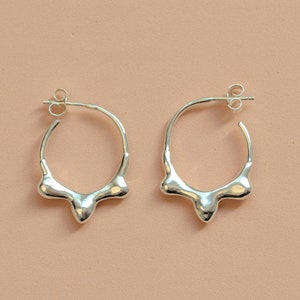 Unique Hoop Earrings, Silver Hoop Earrings, Asymmetric Earrings, Small Hoops, Minimalist Jewelry, Minimalist Hoop Earrings, Abstract Hoops