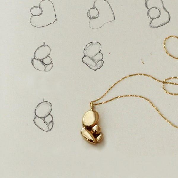 Mütter-Umarmungs-Halskette, Gold-Mütter-Halskette, Mutter-Baby-Halskette, einzigartiger Goldschmuck, Geschenk zur neuen Mutter, Geburts-Halskette, vergoldet